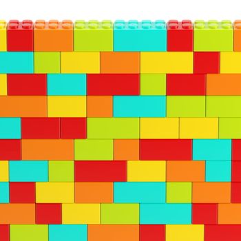 Background wall made of toy construction brick blocks
