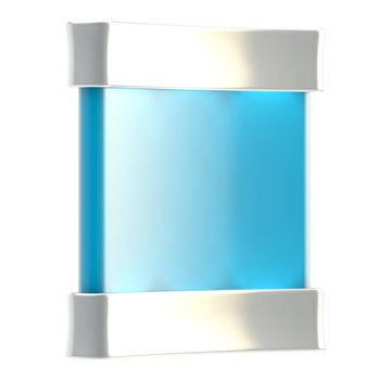 Copyspace blue shiny stand with illumination isolated on white