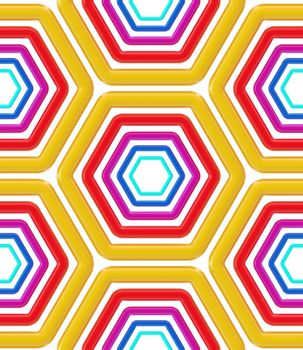 Seamless abstract background texture made of bright glossy hexagons