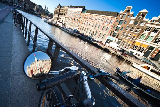 one of Amsterdam's canals - a wide angle view 