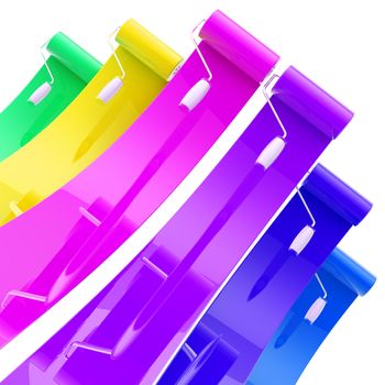 Colorful glossy bright paint rollers with color strokes