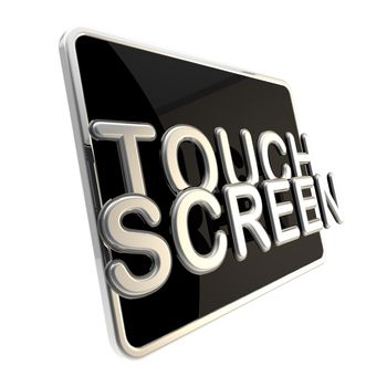 Touch screen icon as a black glossy computer pad isolated on white