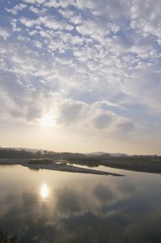 Landscape of a river at the sunset