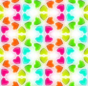 Seamless abstract background made of colorful heart shapes