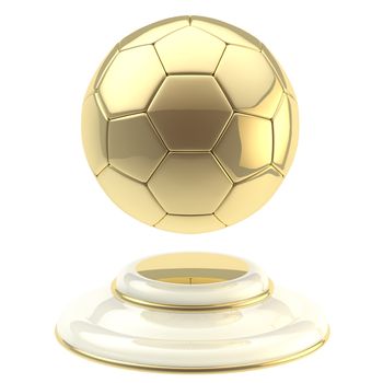 Golden soccer ball champion goblet isolated on white