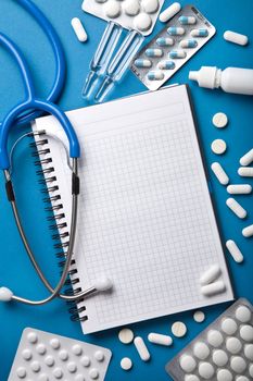 medical background with notebook