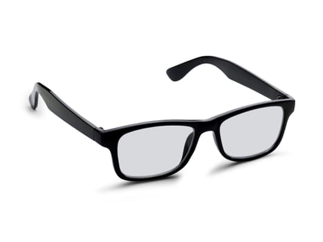 A pair of black glasses isolated on a white background. Clipping path is included