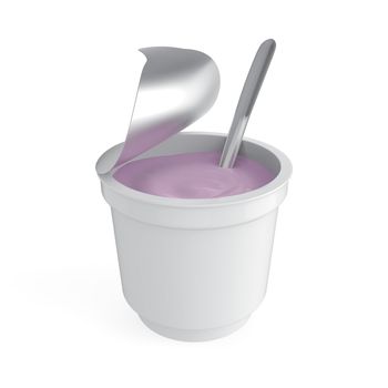 Fruit yogurt on white background