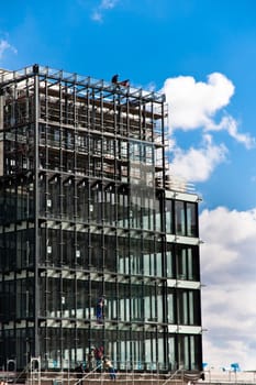 Construction site with blue sky