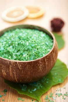 herbal salt and leaves 