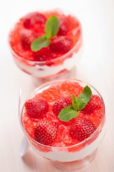 dessert with fresh strawberries