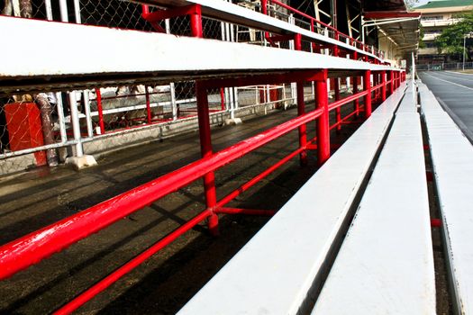 Empty stadium steel sets at a local private school