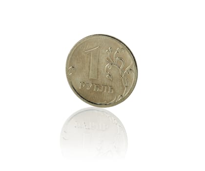 One Rouble coin. Image is isolated on white and the file includes a clipping path.