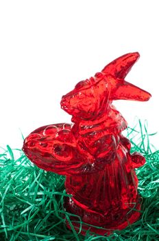 Sugar Easter bunny on grass with copy space