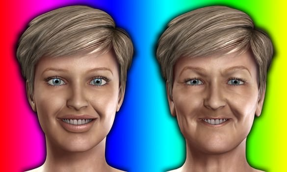 Concept image featuring a women who is ageing.