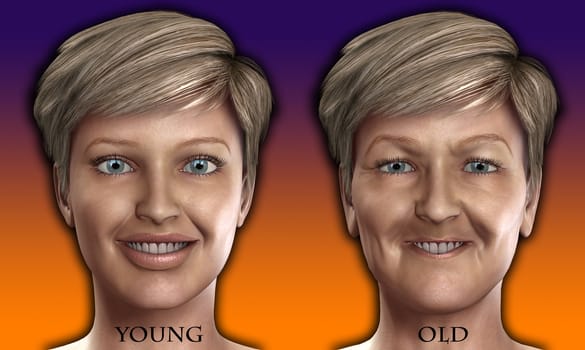 Concept image featuring a women who is ageing.