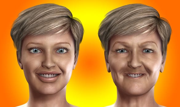 Concept image featuring a women who is ageing.