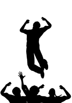 Concept image about being positive and jumping for joy.