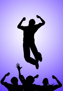 Concept image about being positive and jumping for joy.