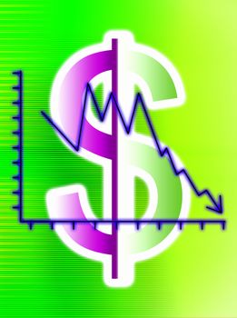 Concept image about the crises in the US dollar.