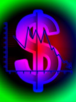 Concept image about the crises in the US dollar.