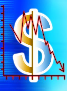 Concept image about the crises in the US dollar.