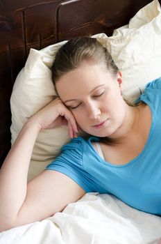 Young girl was tired and fell asleep