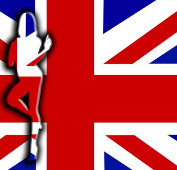 Sexy female outline against the Union Jack flag.