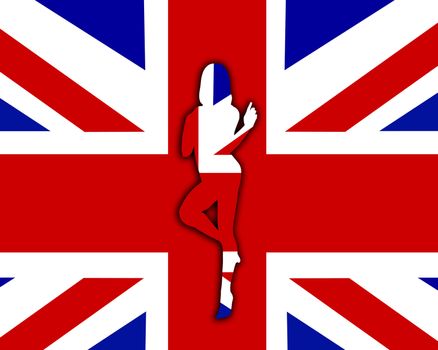 Sexy female outline against the Union Jack flag.