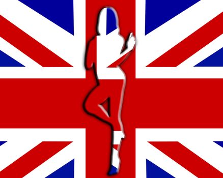 Sexy female outline against the Union Jack flag.