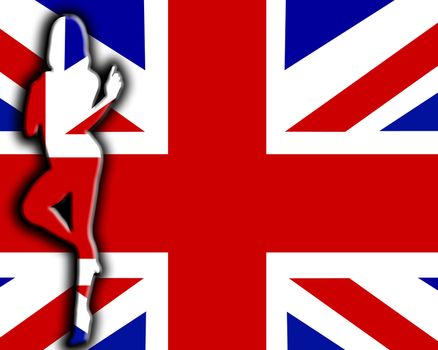 Sexy female outline against the Union Jack flag.