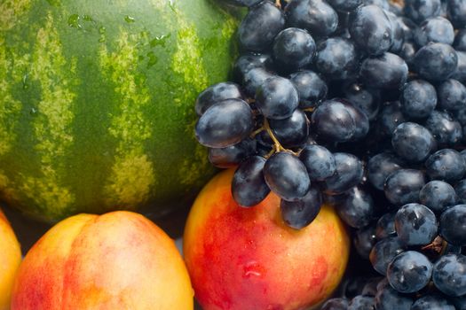 fresh fruit, watermelon, grapes and peaches