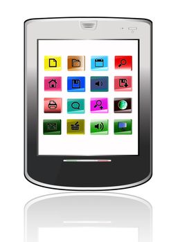 Silvery  abstract tablet pc on white background