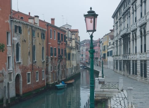 View of Venice Canal in winter twilight