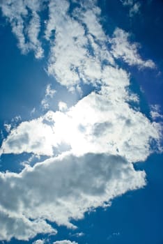 Blue sky with thick clouds in the background.