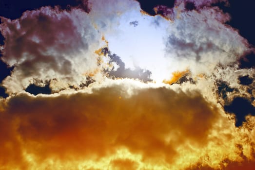 Sun rays through clouds - very dramatic sky.