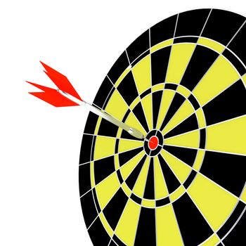 Dart and target for leisure game on a white background