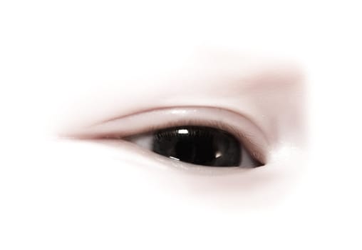close-up of eye on a white background