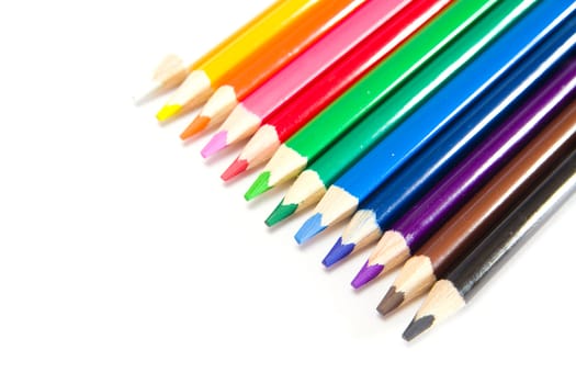 set of pencils on a white background