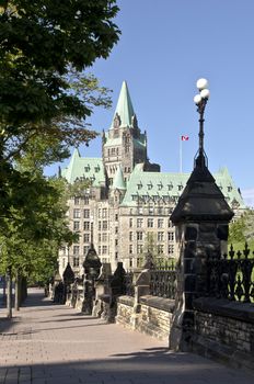 The Canadian Parliament Confederation Building in summer.