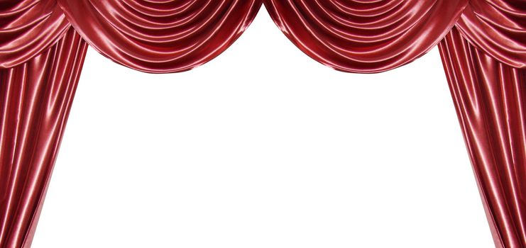 Red curtain isolated on white                               