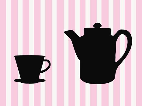 Coffee time with pink striped background
