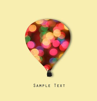 Balloon shape and abstract bokeh with sample text