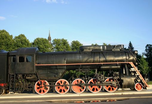 The locomotive old, historical model and design