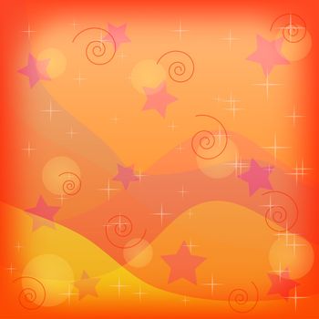 Abstract background: lines and stars on orange