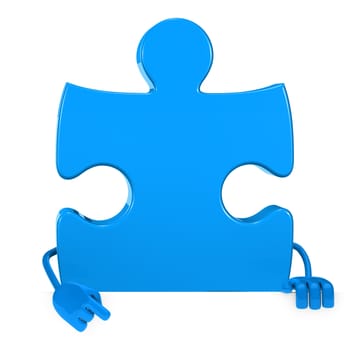 puzzle jigsaw blue figure point hand finger