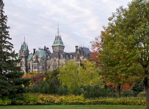 The Canadian Parliament East Block seen from Major's Hill Park in Ottawa.
