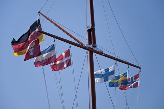flag in front of blue sky