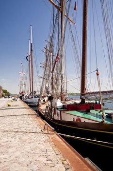 Traditional sailing ship in Holtenau, germany