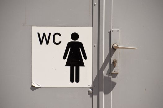 Close up of a toilet door